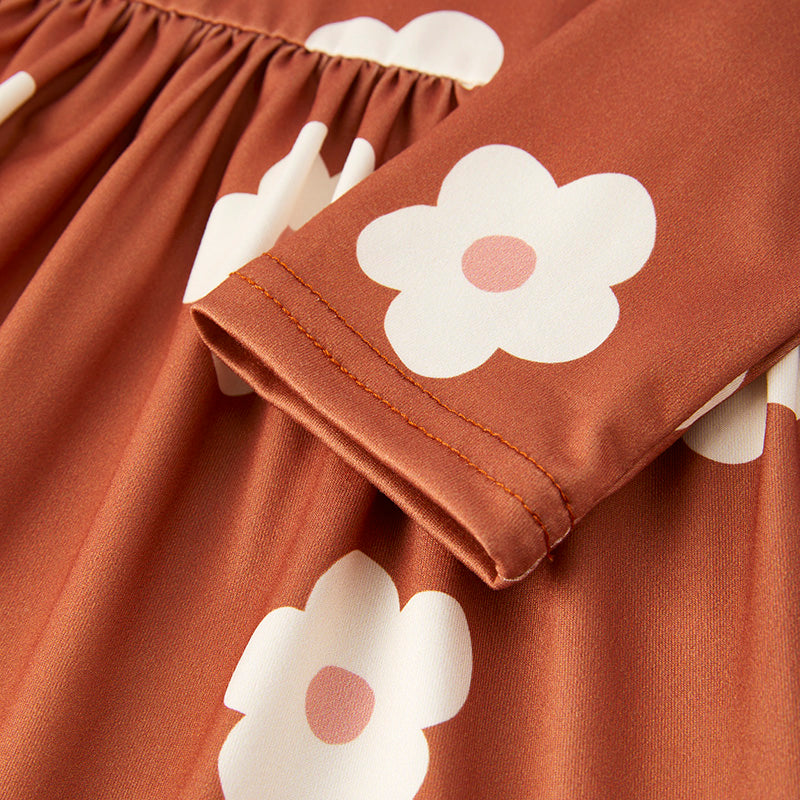 （In Stock）Girls Fall and Winter Floral Print Dress