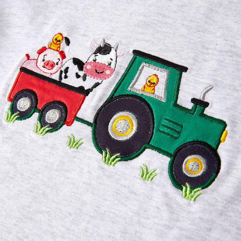 （In Stock）Boys Spring and Summer Farm Applique Shorts Set