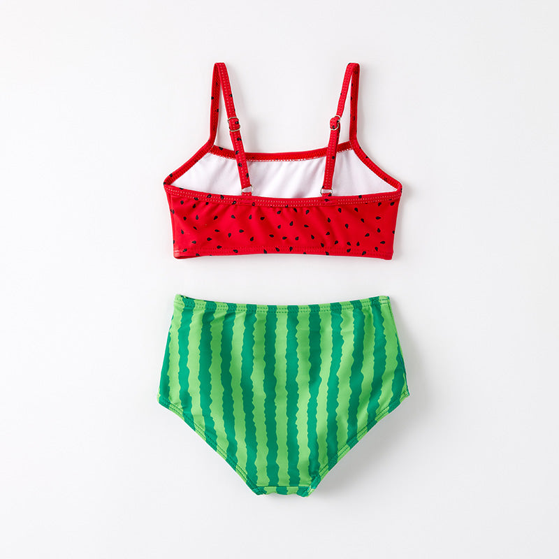 （In Stock）Girls Summer Watermelon Print Swimsuit 3pcs