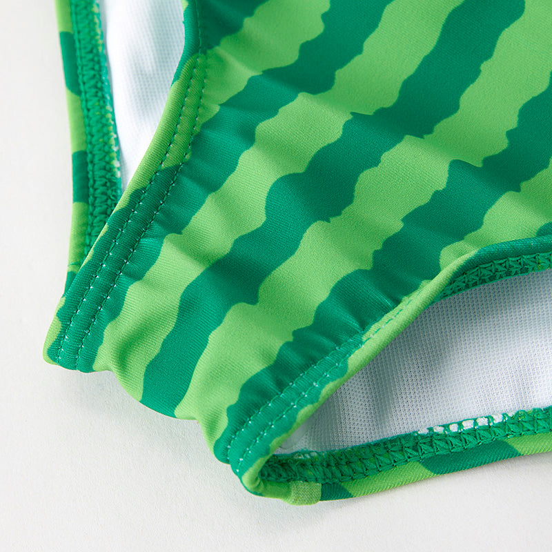 （In Stock）Girls Summer Watermelon Print Swimsuit 3pcs