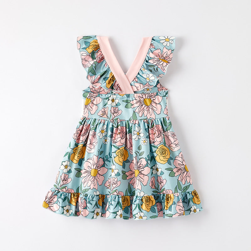 （In Stock）Girls Spring and Summer MAMAS GIRL Embroidery Dress