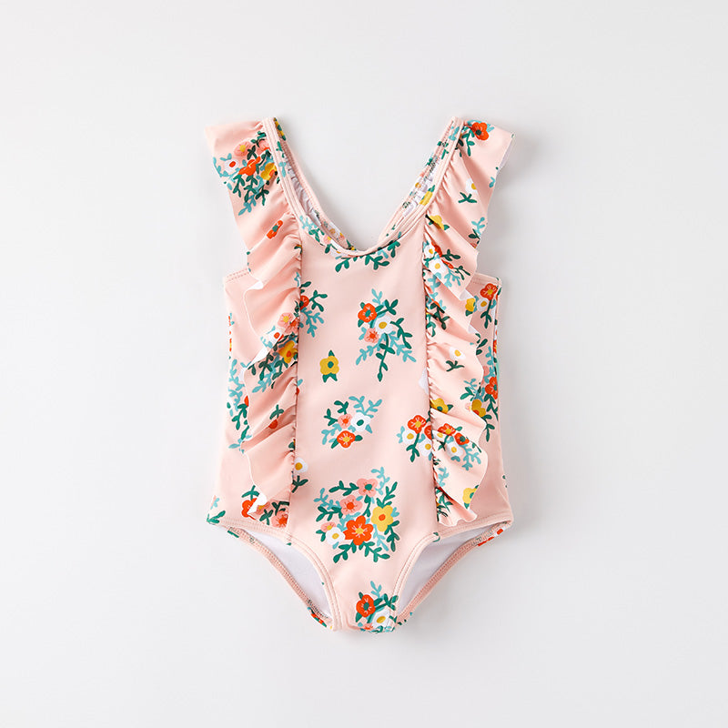 （In Stock）Girls Summer Floral Print Swimsuit