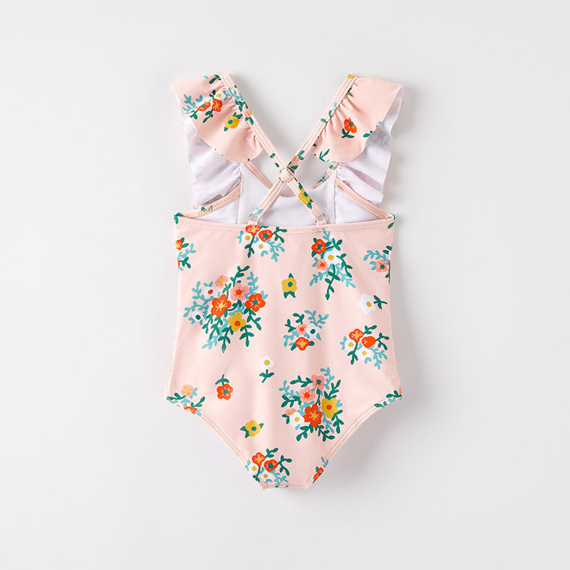 （In Stock）Girls Summer Floral Print Swimsuit