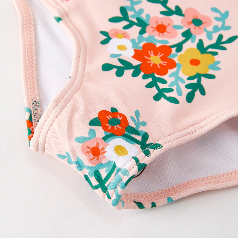 （In Stock）Girls Summer Floral Print Swimsuit