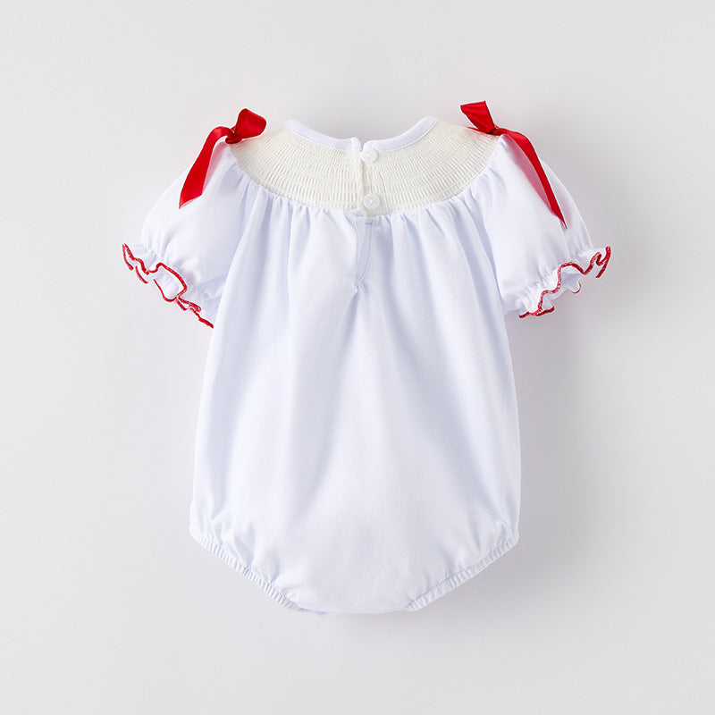 （In Stock）Toddler Girls Patriotic Embroidery Smocked Romper