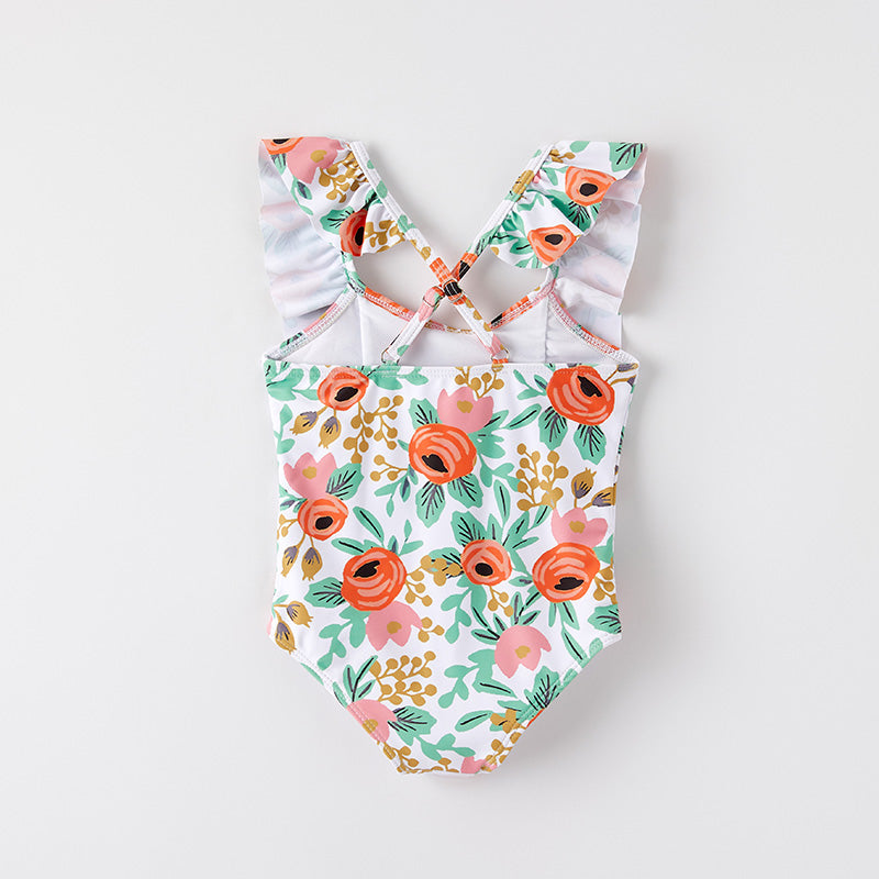 （In Stock）One Pack(10 Pieces total) Sale Girls Summer Floral Print Swimsuit