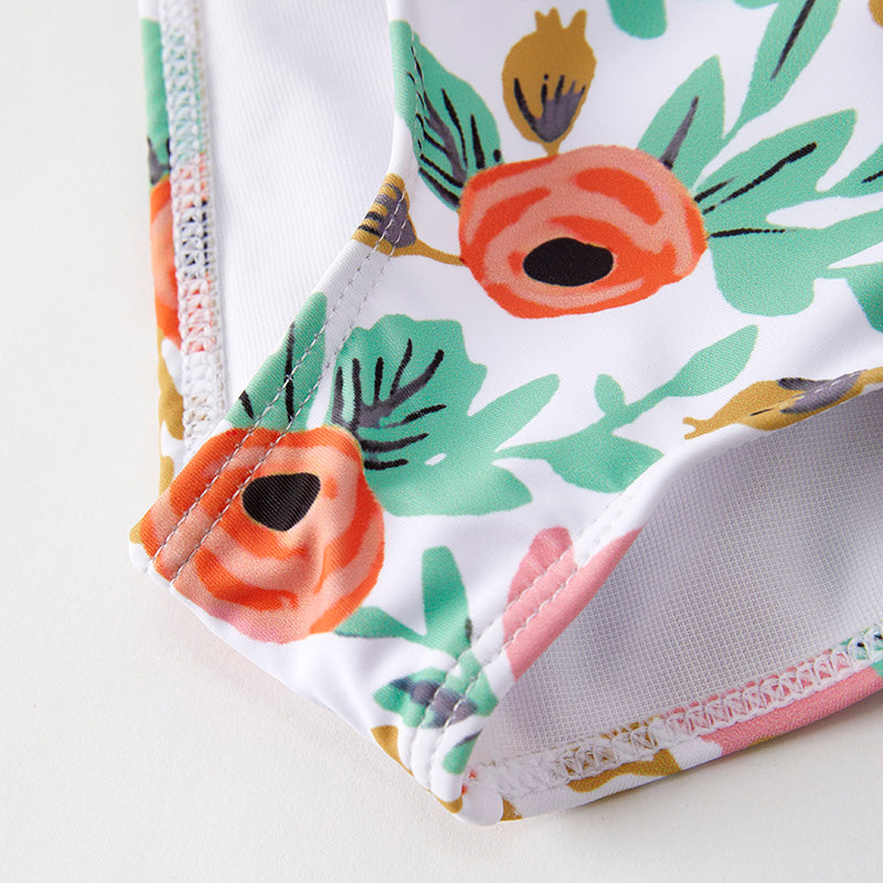 （In Stock）One Pack(10 Pieces total) Sale Girls Summer Floral Print Swimsuit