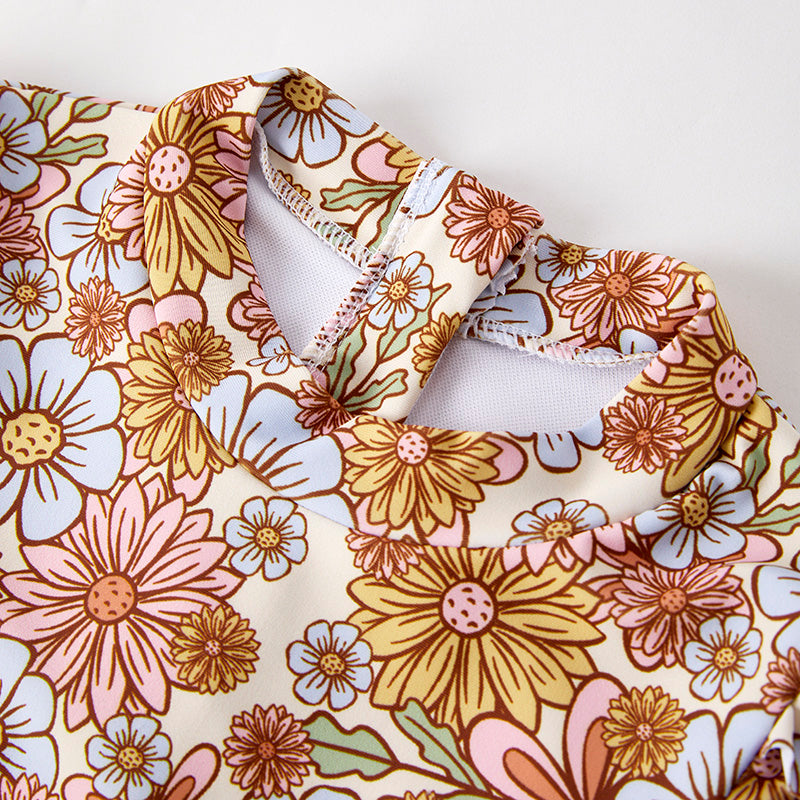 （In Stock）Girls Spring and Summer Floral Print Swimsuit