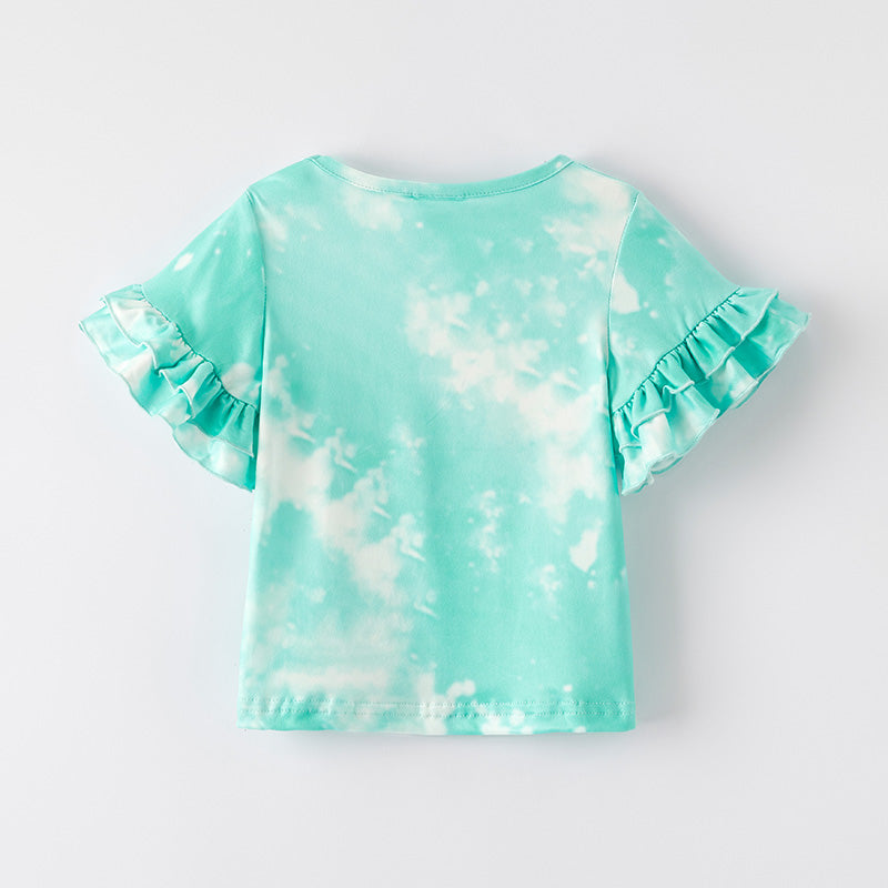 （In Stock）Girls Spring and Summer Good Vibes Print Top