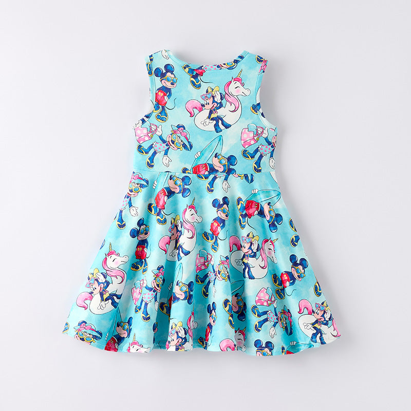 （In Stock）Girls Spring and Summer Cartoon Print Dress