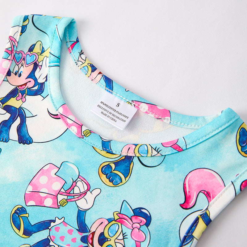 （In Stock）Girls Spring and Summer Cartoon Print Dress