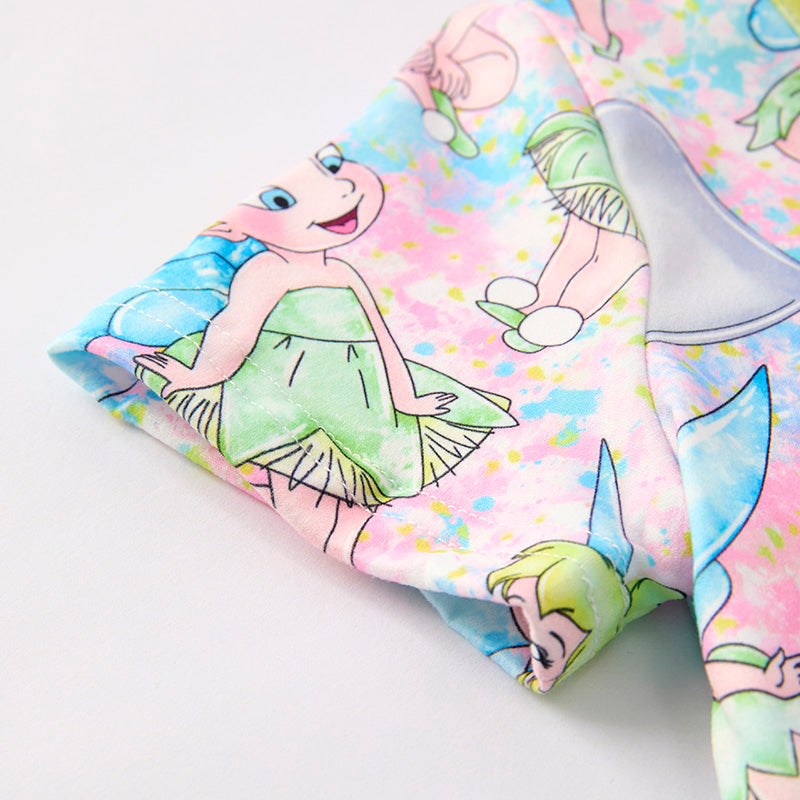 （In Stock）Girls Spring and Summer Cartoon Elf Print Dress