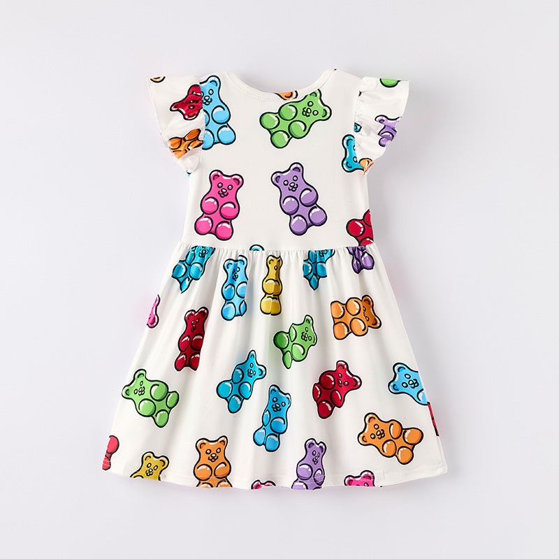 （In Stock）Girls Spring and Summer Gummy Candy Print Dress