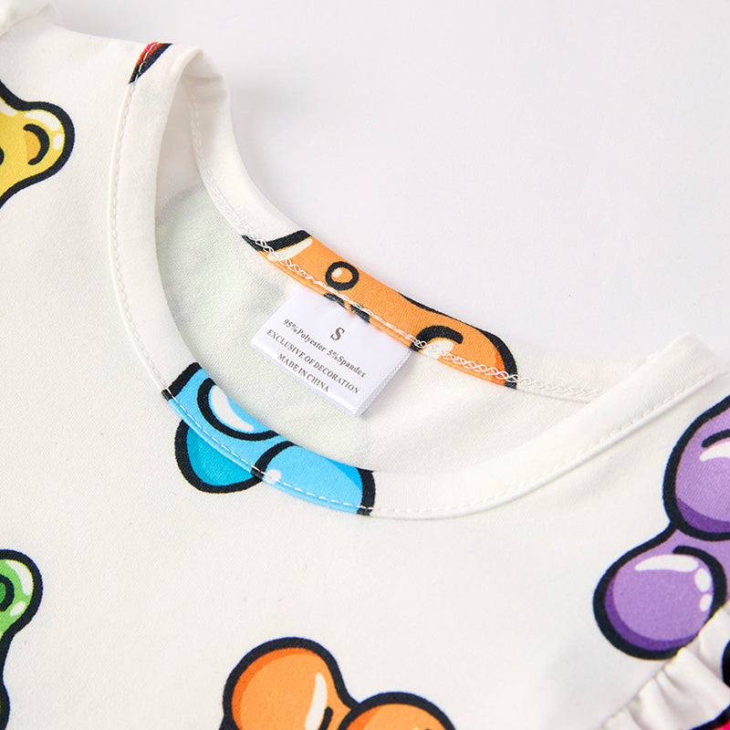 （In Stock）Girls Spring and Summer Gummy Candy Print Dress