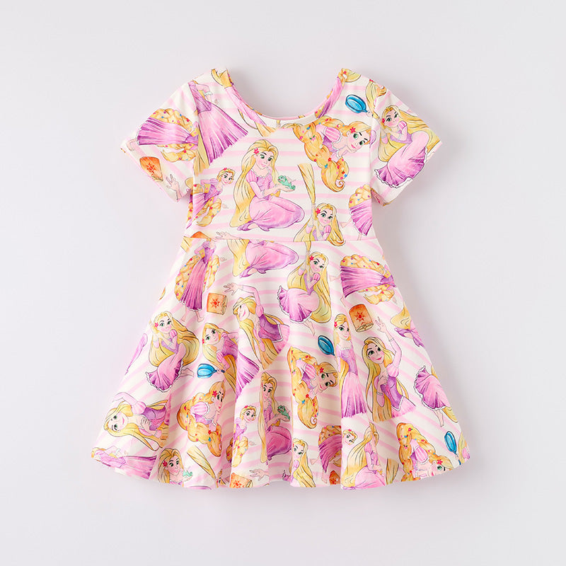 （In Stock）Girls Spring and Summer Princess Print Dress