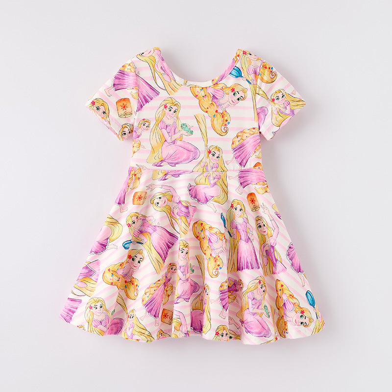 （In Stock）Girls Spring and Summer Princess Print Dress
