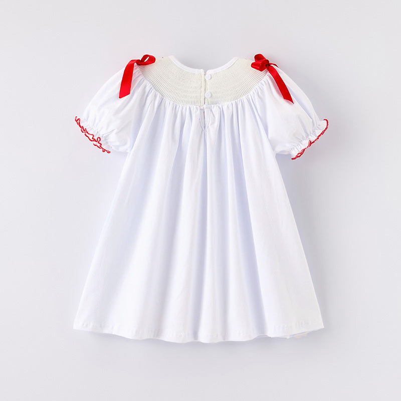 （In Stock）Girls Patriotic Embroidery Smocked Dress