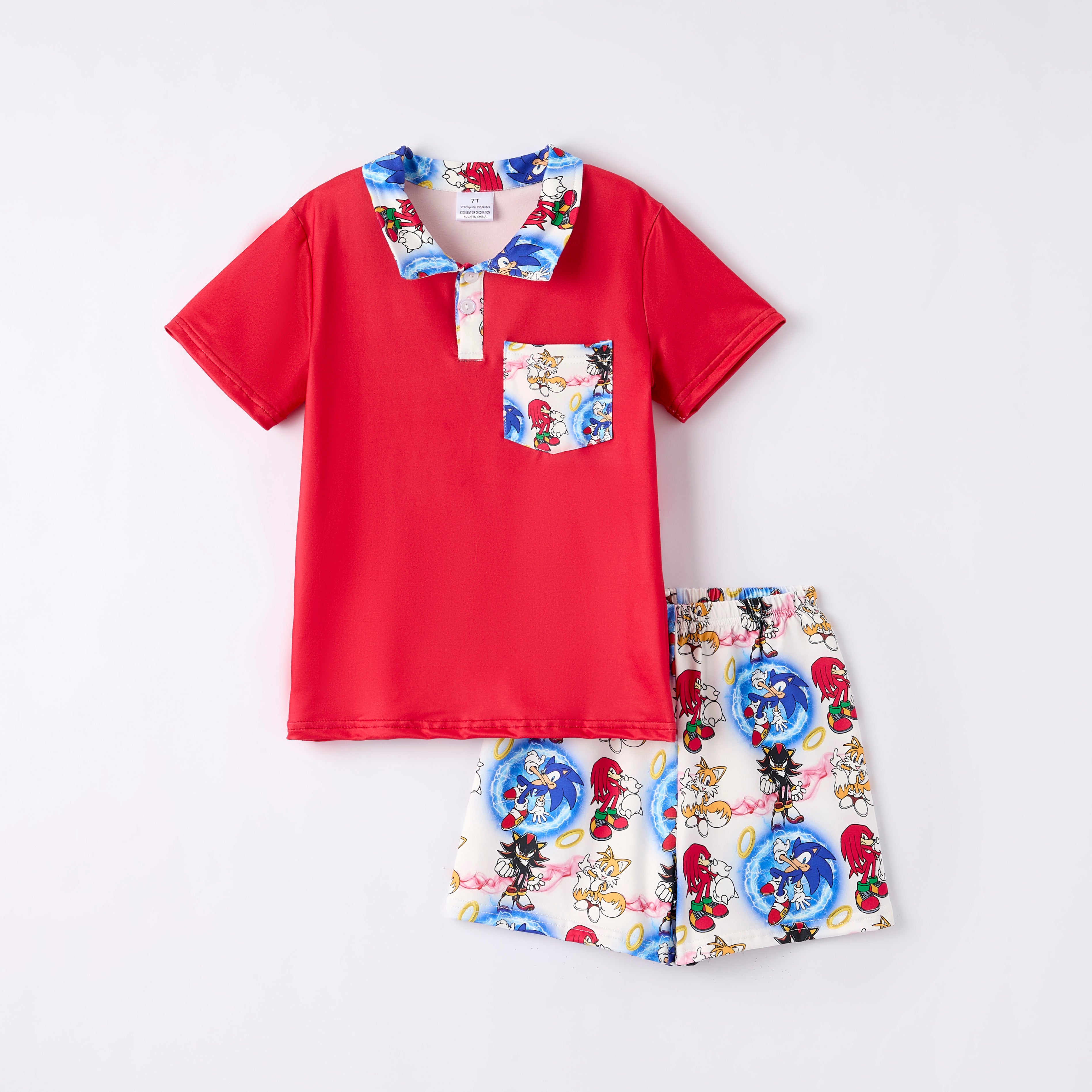 （Pre Order）Boys Spring and Summer Cartoon Character Print Shorts Set
