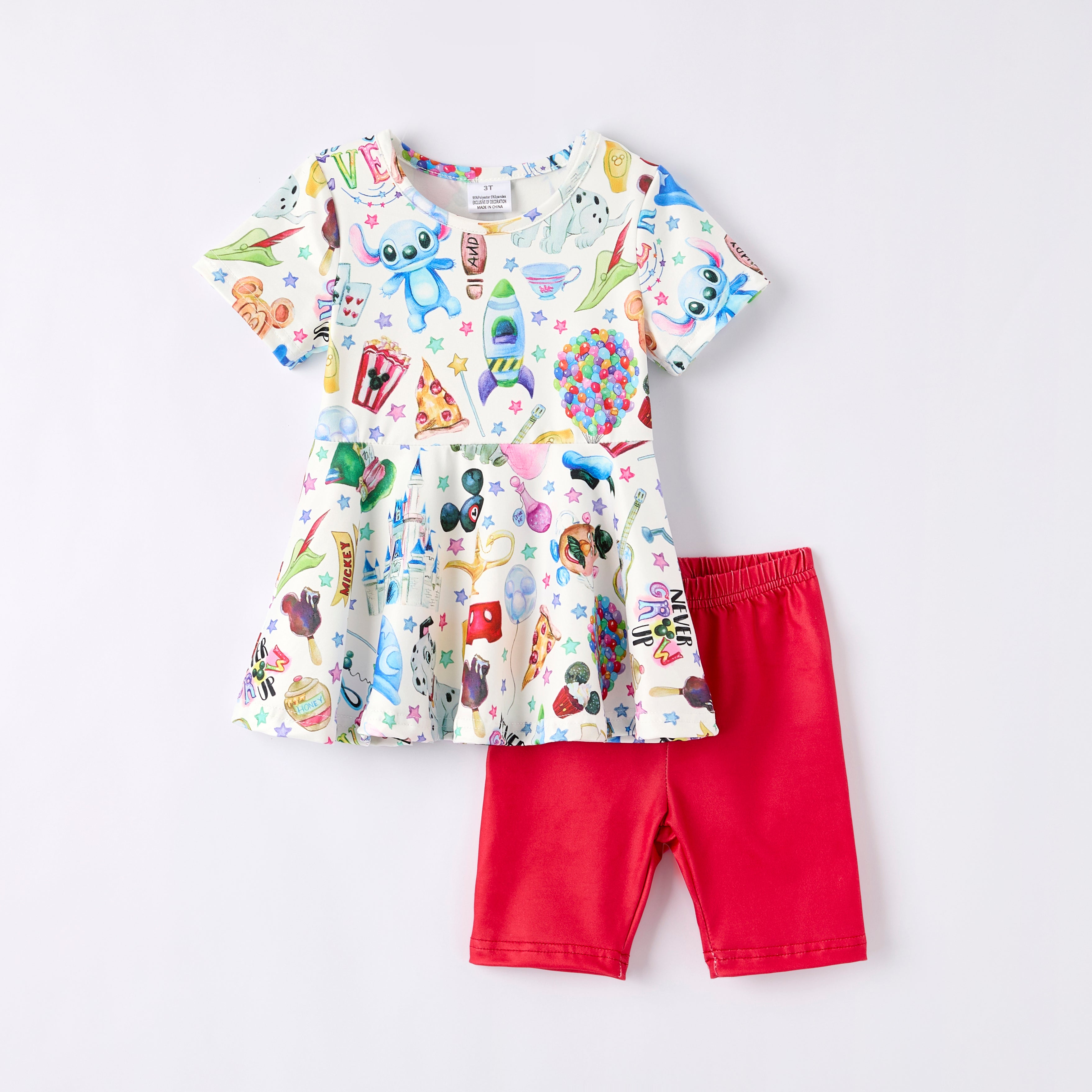 （Pre Order）Girls Spring and Summer Princess＆Cartoon Print Capris Set