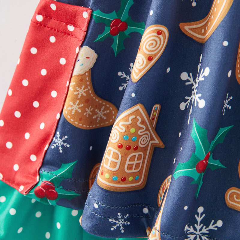 （In Stock）Girls Christmas Print Milk Silk Dress
