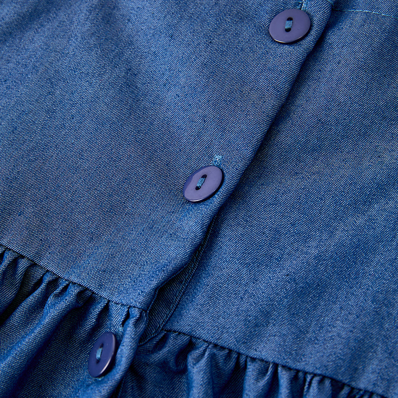 （In Stock）Girls Navy Back To School Applique Dress