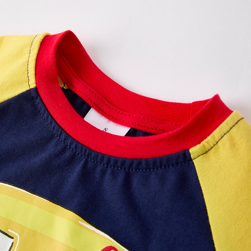（In Stock）Boys Spring and Summer Bus Print Top
