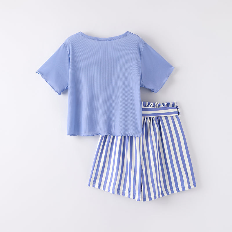 （In Stock）Girls Spring and Summer Butterfly Print Shorts Set