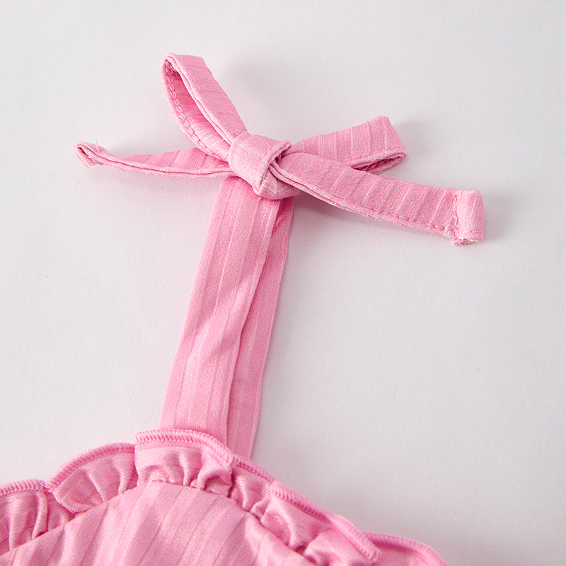 （In Stock）Girls Spring and Summer Color Matching Slip Dress