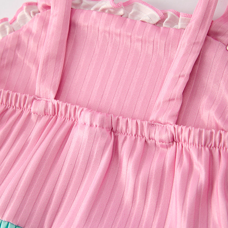 （In Stock）Girls Spring and Summer Color Matching Slip Dress