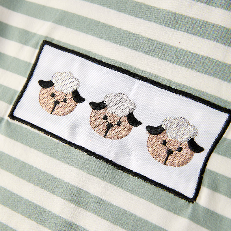 （In Stock）Boys Spring and Summer Sheep Embroidery Cotton Top