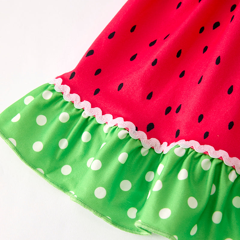 （In Stock）Girls Spring and Summer Watermelon Print Slip Dress