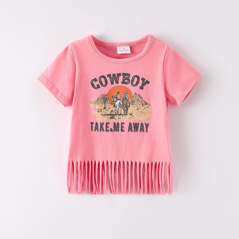 （In Stock）Girls Spring and Summer Cowboy Print Top
