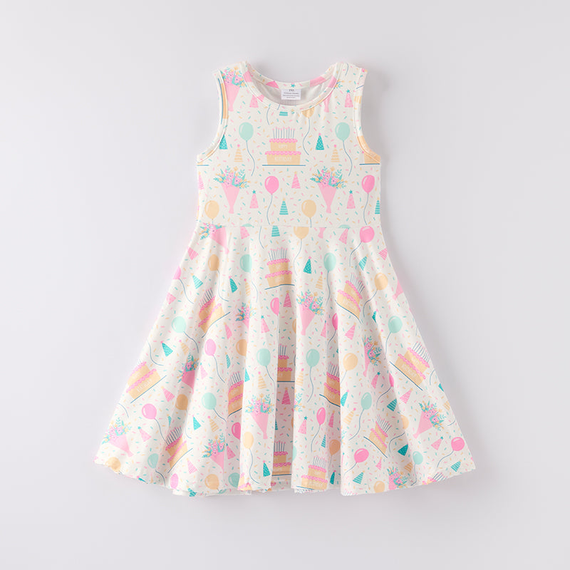 （In Stock）One Pack(5 Pieces total) Sale Girls Spring and Summer Birthday Print Dress