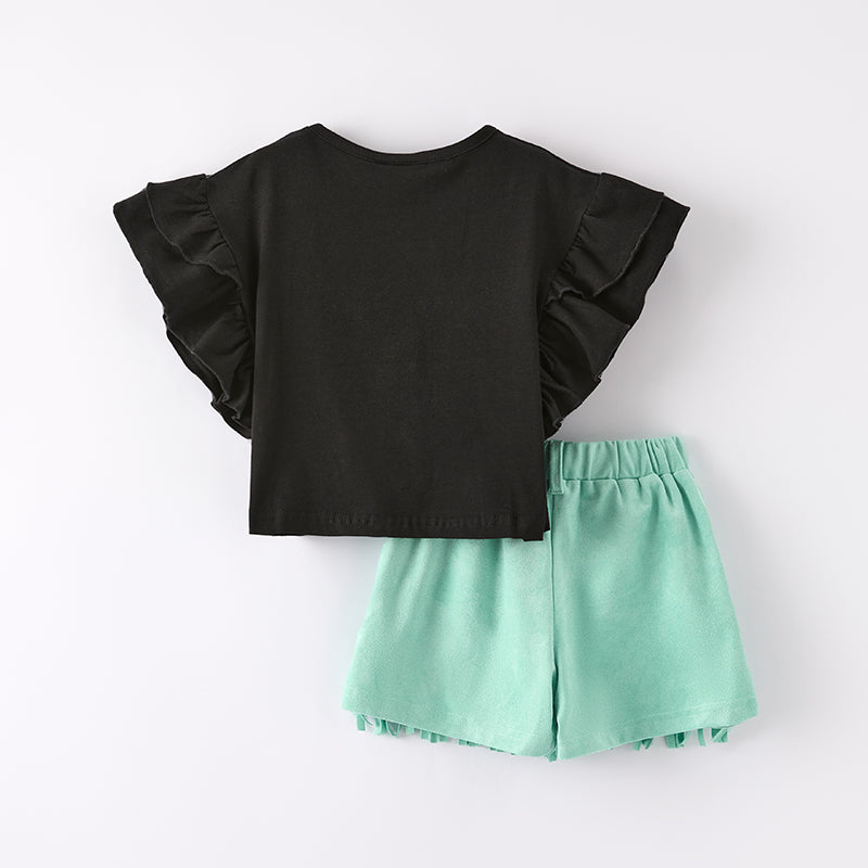（In Stock）One Pack(3 Pieces total) Sale Girls Spring and Summer Be Happy Print Shorts Set