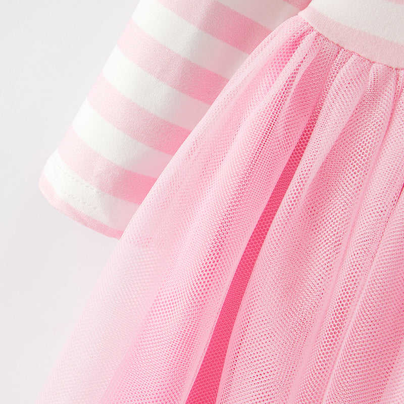 （In Stock G23-4-3）Girls Valentine's Day Print Tulle Dress