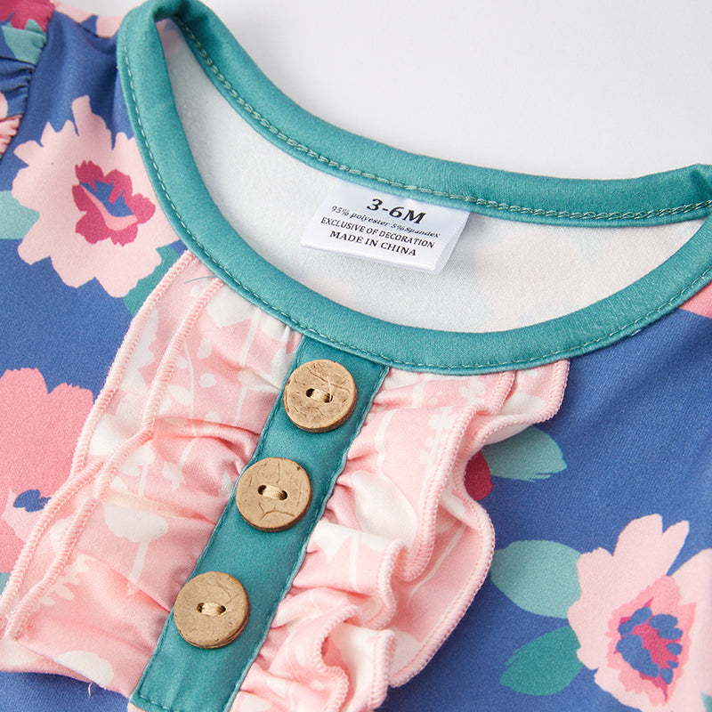 （In Stock E29-5-1）One Pack(2 Pieces total) Sale Baby Girls Spring Floral Print Romper