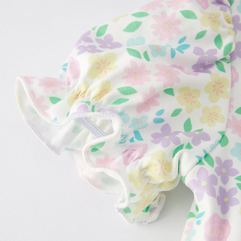 （In Stock A6-6-1）Girls Easter Floral Print Dress