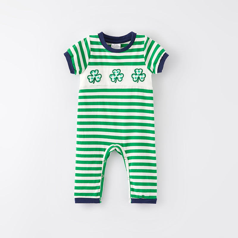 （In Stock）Toddler Boy St.Patrick's Day Shamrock Applique Romper