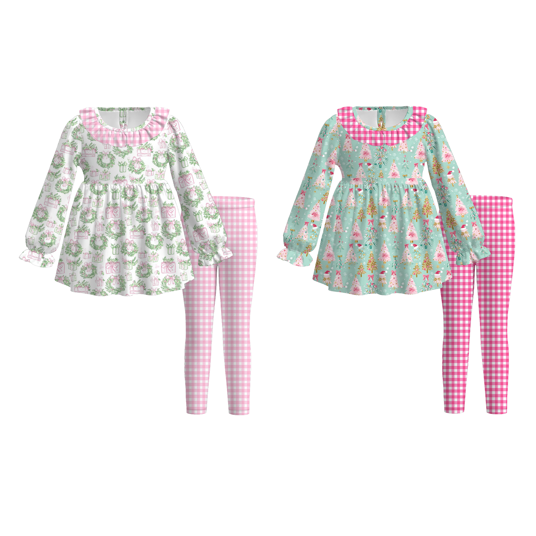 （Pre Order）Girls Christmas Print Outfit Set