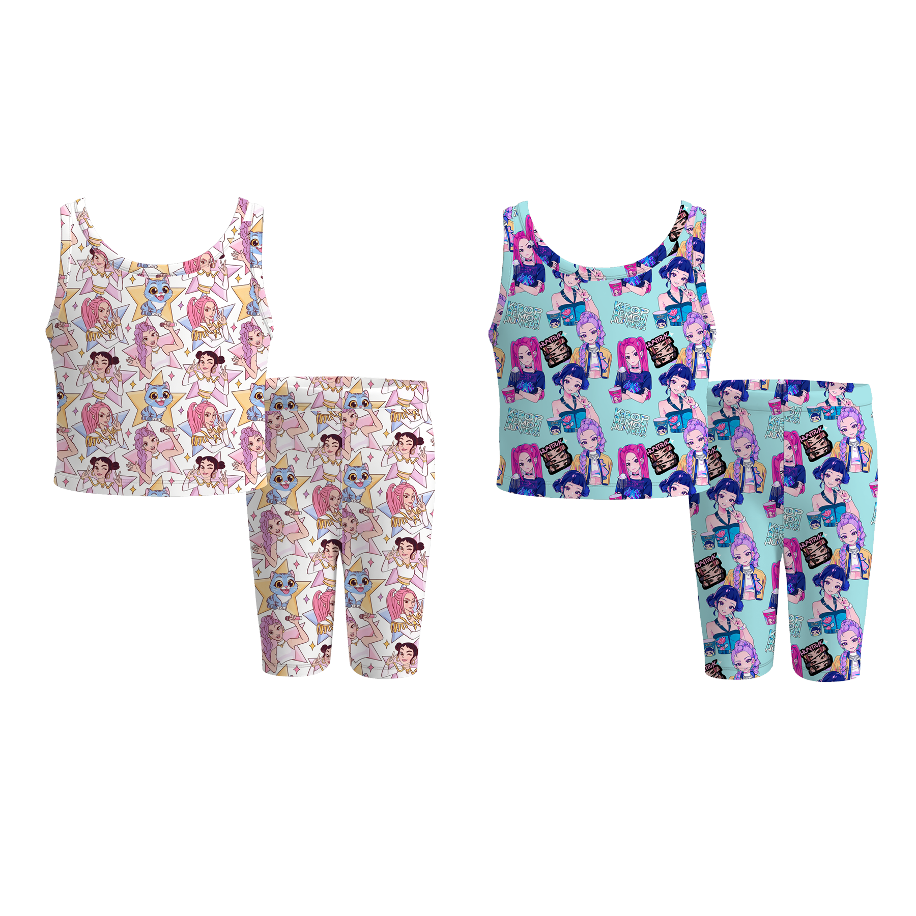 （Pre Order）Girls Spring&Summer Movie Character Print Capris Set