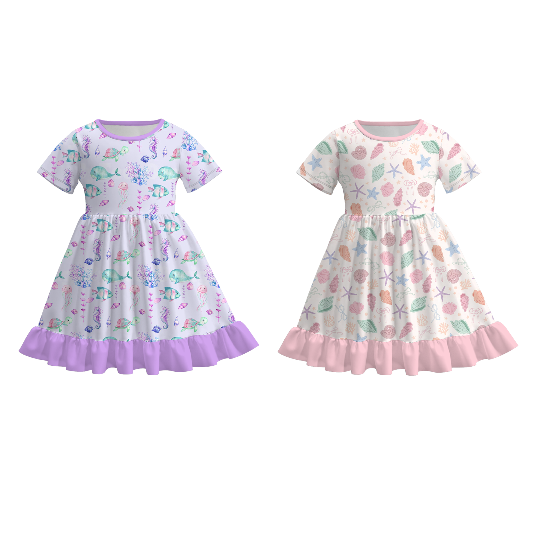 （Pre Order）Girls Spring&Summer Seashell Print Dress