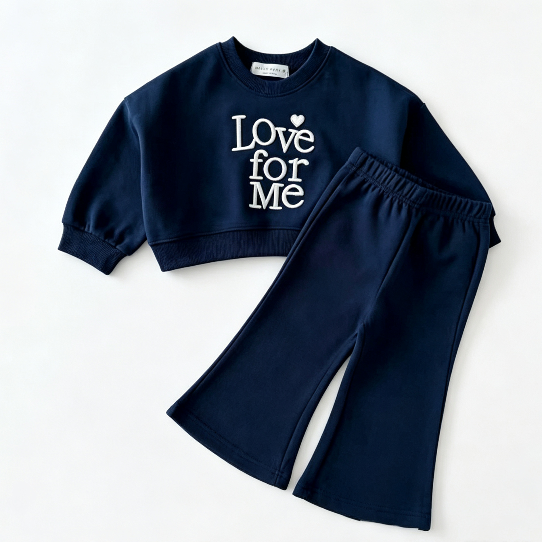 （Pre Order 2 Weeks）Girls Fall Love for Me Embroidery Sweatshirt Set