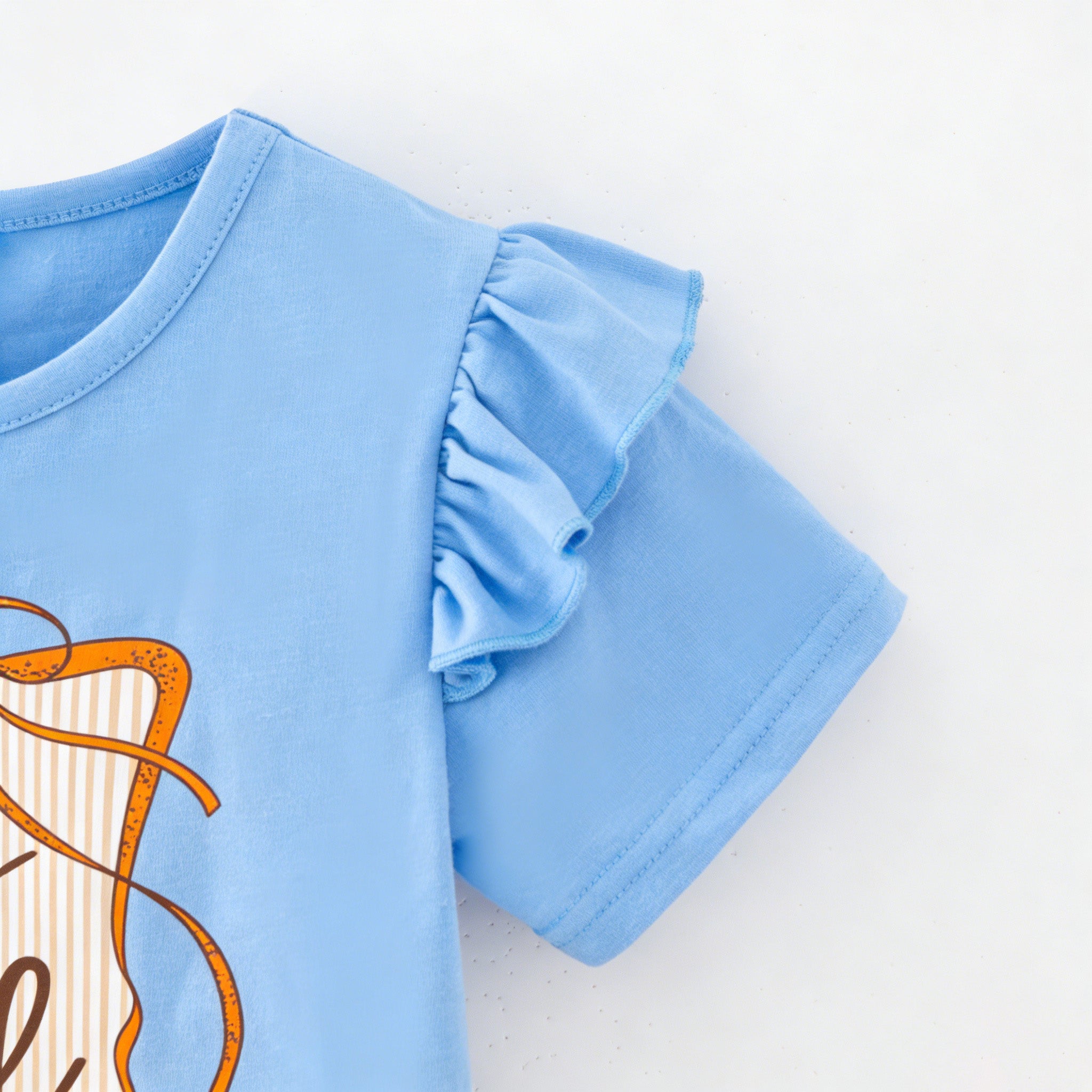 （In Stock）Girls Fall Print Ruffle Outfit Set