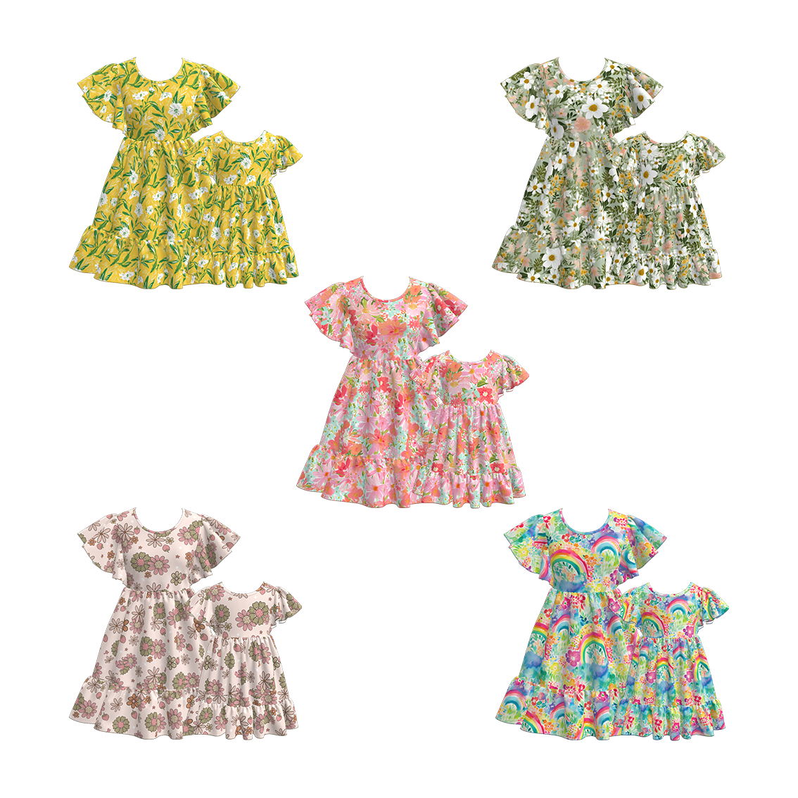 （Pre Order）Mommy and Me Spring and Summer Floral Print Dress