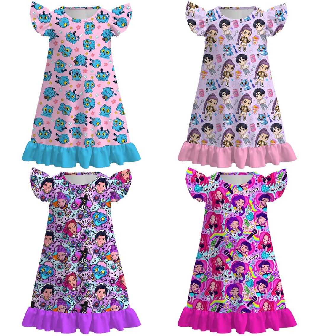 （Pre Order）Girls Movie Character Print Pajamas Dress