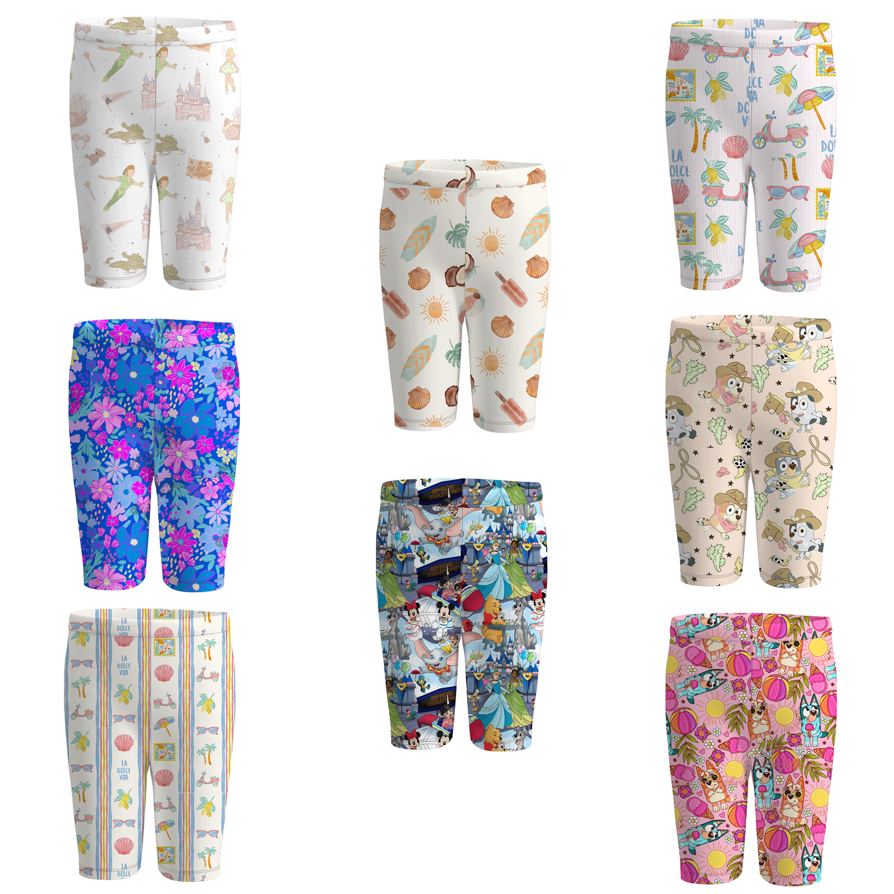 （Pre Order）Girls Spring and Summer Cartoon Print Cycling Shorts