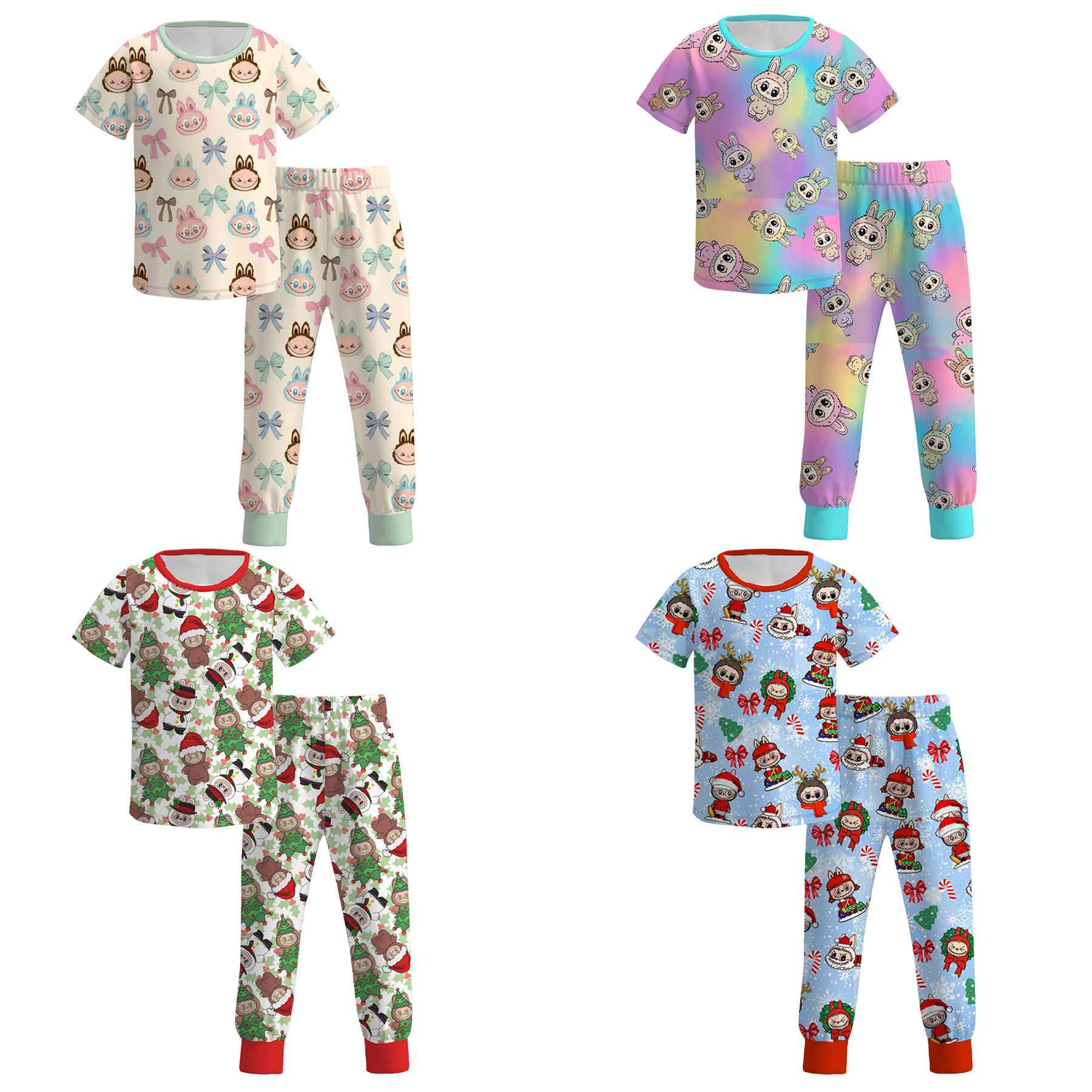 （Pre Order）Girls Summer Cartoon Print Pajamas