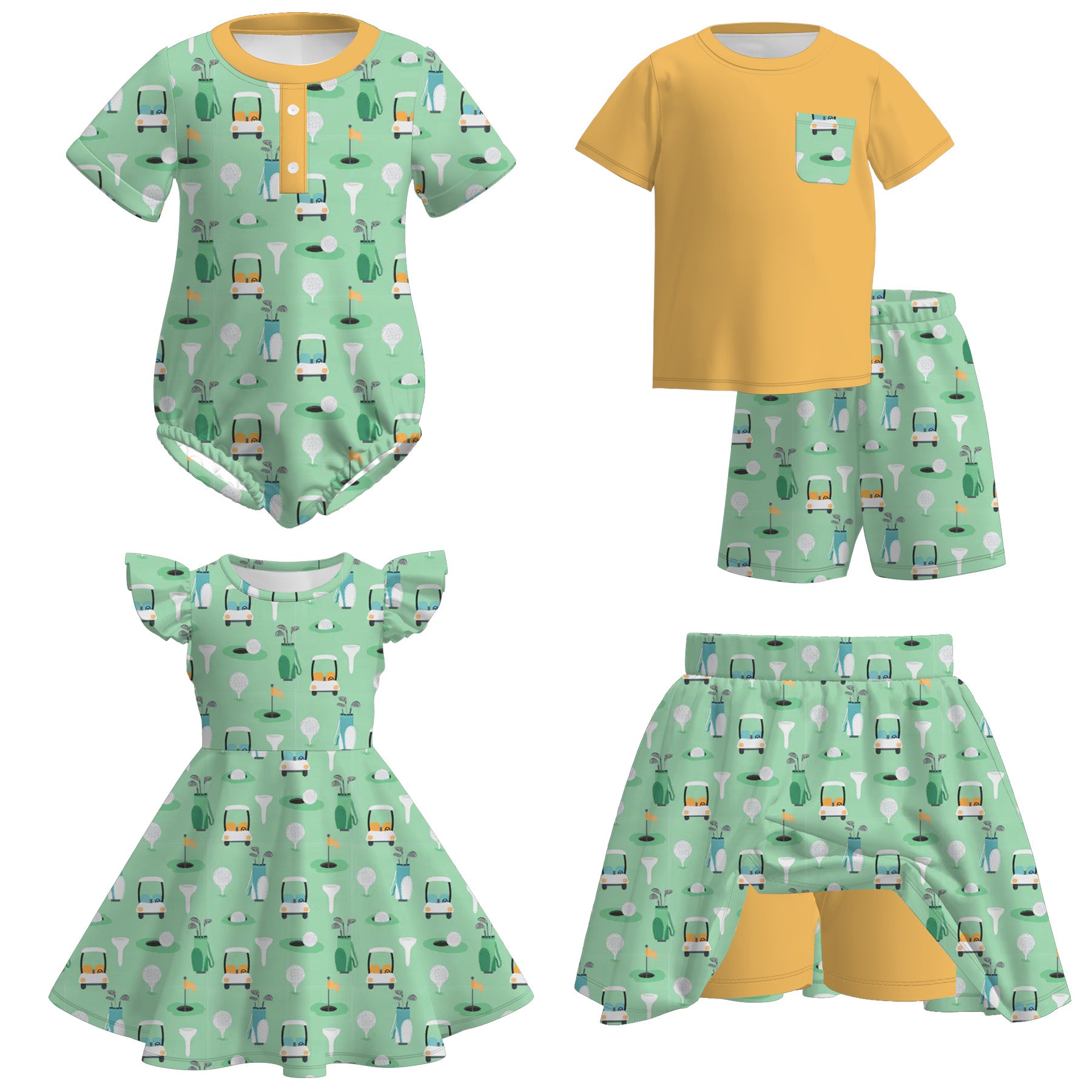 （Pre Order）Siblings Spring and Summer Golf Print Set＆Romper