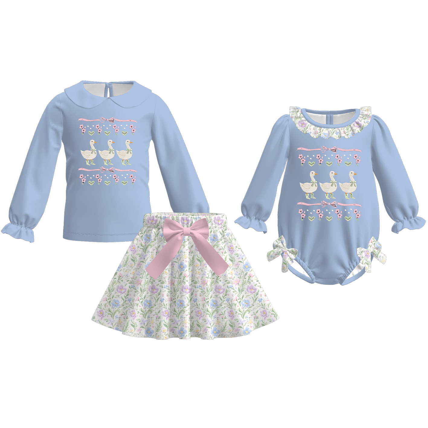 （Pre Order）Sisters Spring&Summer Goose Embroidery Set&Romper