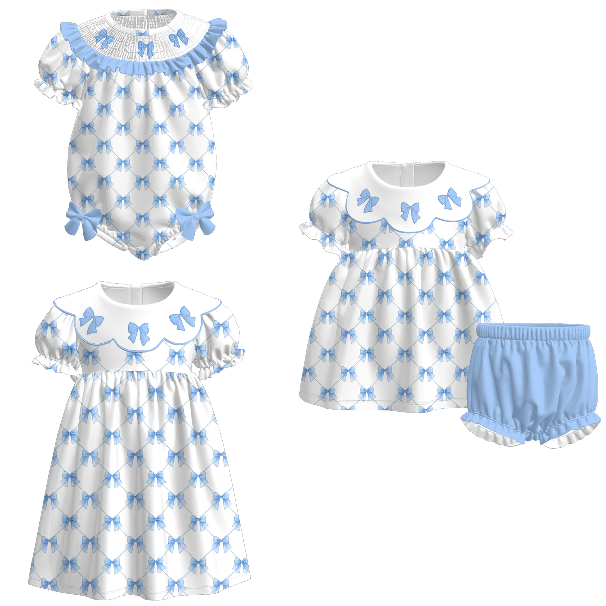 （Pre Order）Sisters Spring Bow Embroidery Dress&Romper